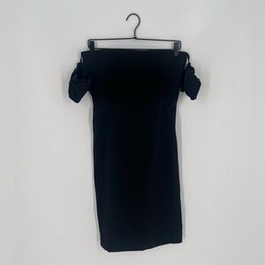 We11done Rare Detachable Sleeve Nylon Sheath Convertible Strapless Mini Dress